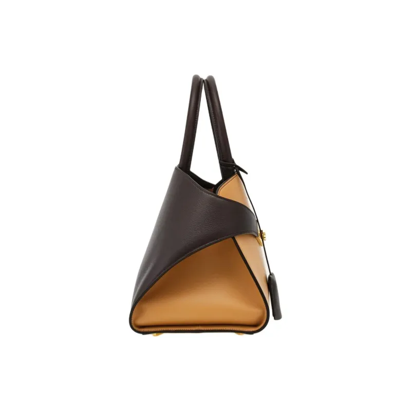 FERRAGAMO Calfskin Handbag Small Size Women's Camel & Dark Brown-1
