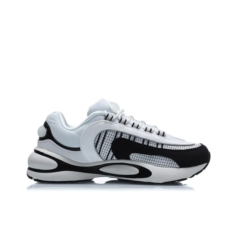 LiNing V8 Cushioned Slip-Resistant Low-Top Running Shoes Men's White Black-1