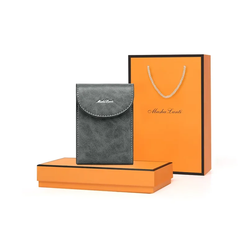 MashaLanti Synthetic Leather Extra Thin Document Wallet Card Holder Men's Coffee/Gray Green-7