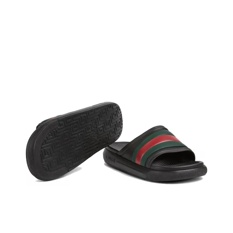 GUCCI Web Slide Sandal 'Black Green Red'-5
