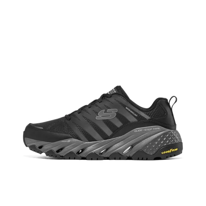 Skechers Glide Step Trail Cushioning Anti Slip And Wear Resistant Low Top Sports Casual Shoes Men's Black Gray Color-0