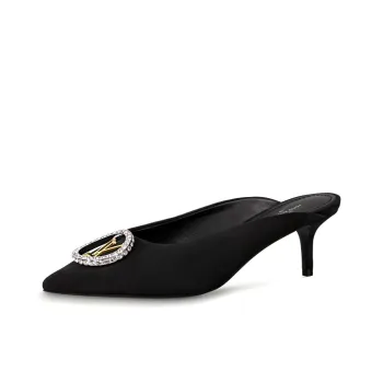 LOUIS VUITTON Madeleine Rhinestone Wrap-toe Slippers Women's Black