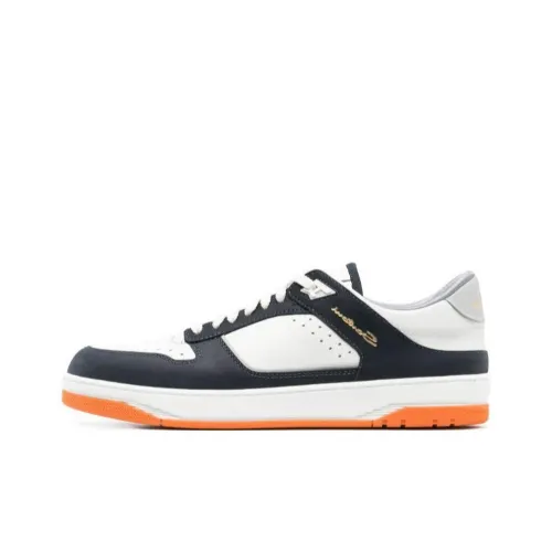 Santoni Goran Panelled Leather Sneakers