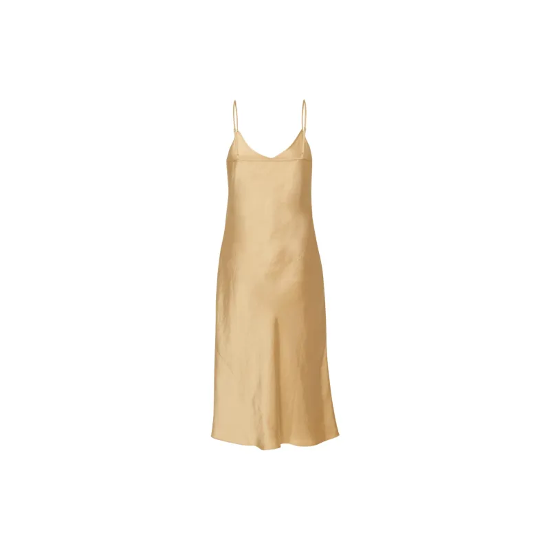 ARITZIA Wilfred New Only Slip Satin Midi Dress Slip Dresses Women's Soft Apricot Peach-1