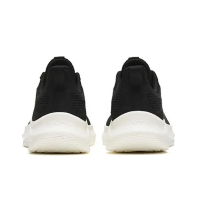 Anta Flyknit Cushioned Slip Resistant Breathable Low Top Casual Running Shoes Men's Black-3