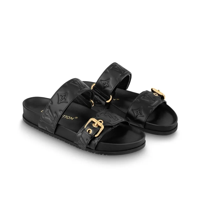 LOUIS VUITTON Bom Dia Other Slip-Resistant Slide Slippers Women's Black-2