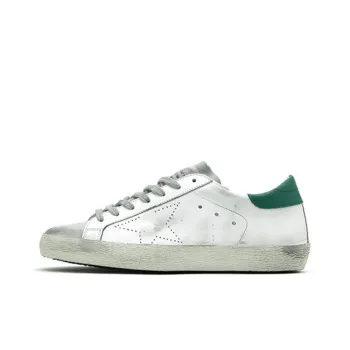 Golden Goose Super Star Low Top Skateboard Shoes Men's White Green Vintage Version