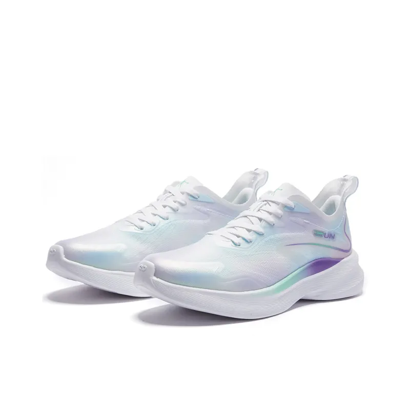 QIAODAN Light Speed 3.0PLUS Cushioning Slip Resistant And Abrasion Resistant Low Top Running Shoes Men's White Blue-2