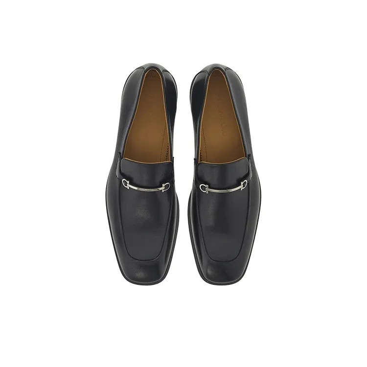 FERRAGAMO Gancini plaque Leather Loafers-2