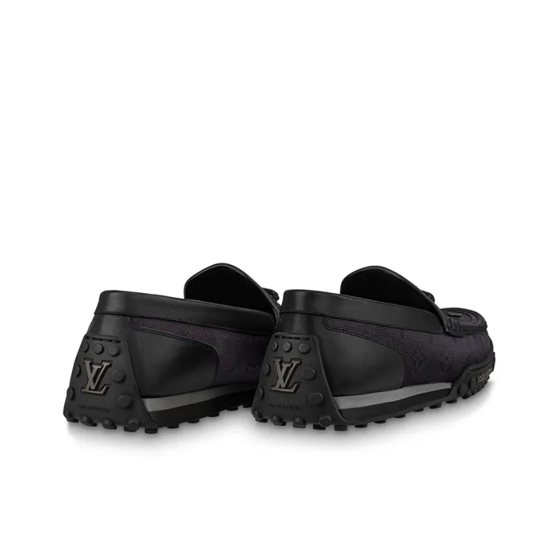 LOUIS VUITTON Racer Moccasins Shoes 'Black Mesh Monogram'-3