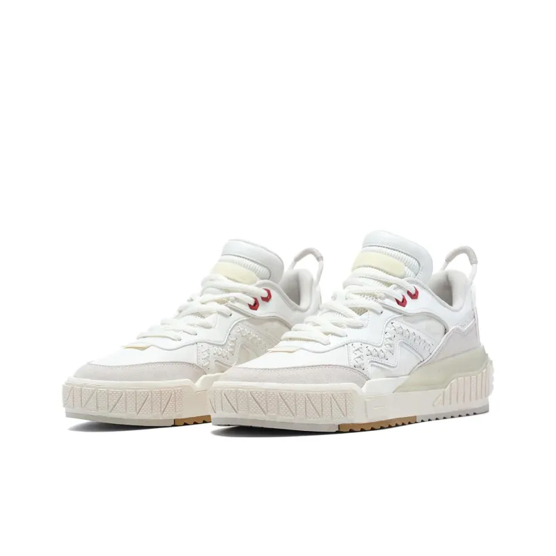 LiNing 001 UNBLOCK Unblock Anti Slip Wear Resistant Low Top Skateboard Shoes Men's Mist White Pearl White-2