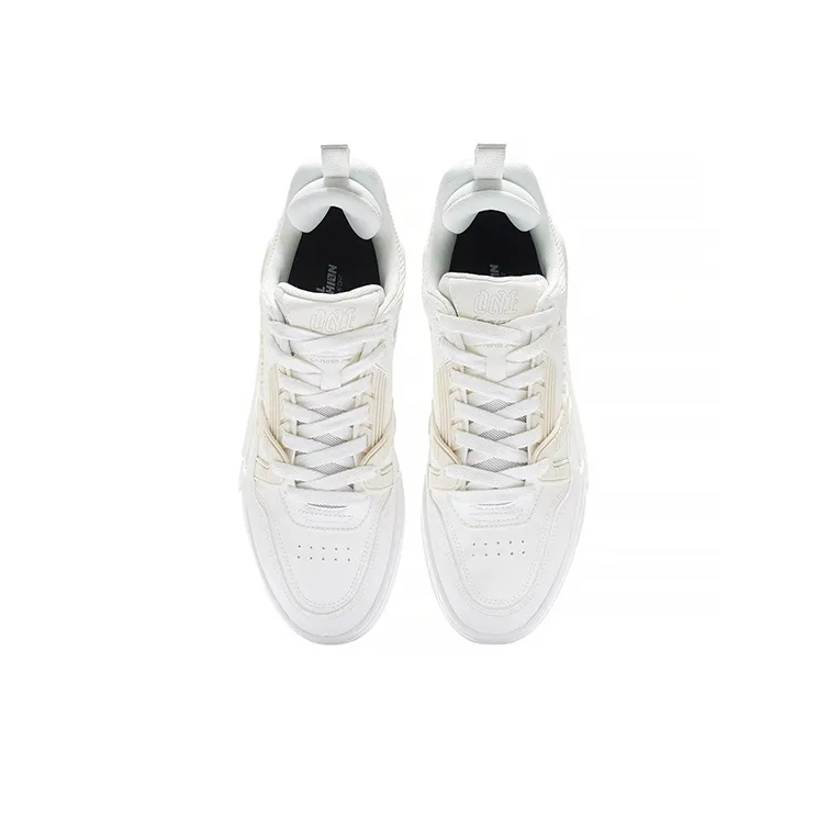 LiNing 001 BTC BTC Non slip Lightweight Low Top Skateboard Shoes Men's White-3