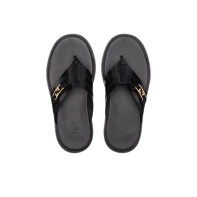 FENDI O'Lock Flip Flops Men's Black-2
