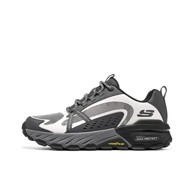 Skechers Max Protect Wear-resistant And Waterproof Low-Top Trekking Shoes Men's White Black-0