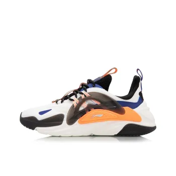 LiNing Spark Lightweight Anti Slip Low Top Sports Casual Shoes Men's White Orange