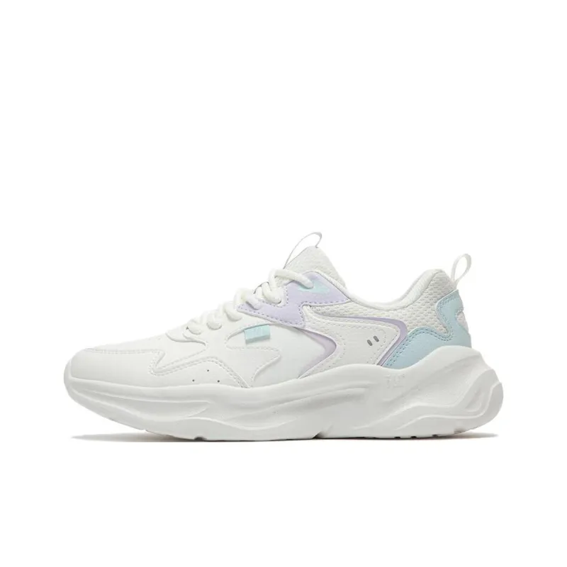 361° Abrasion Resistant Breathable Low Top Casual Shoes Women's White Purple-0