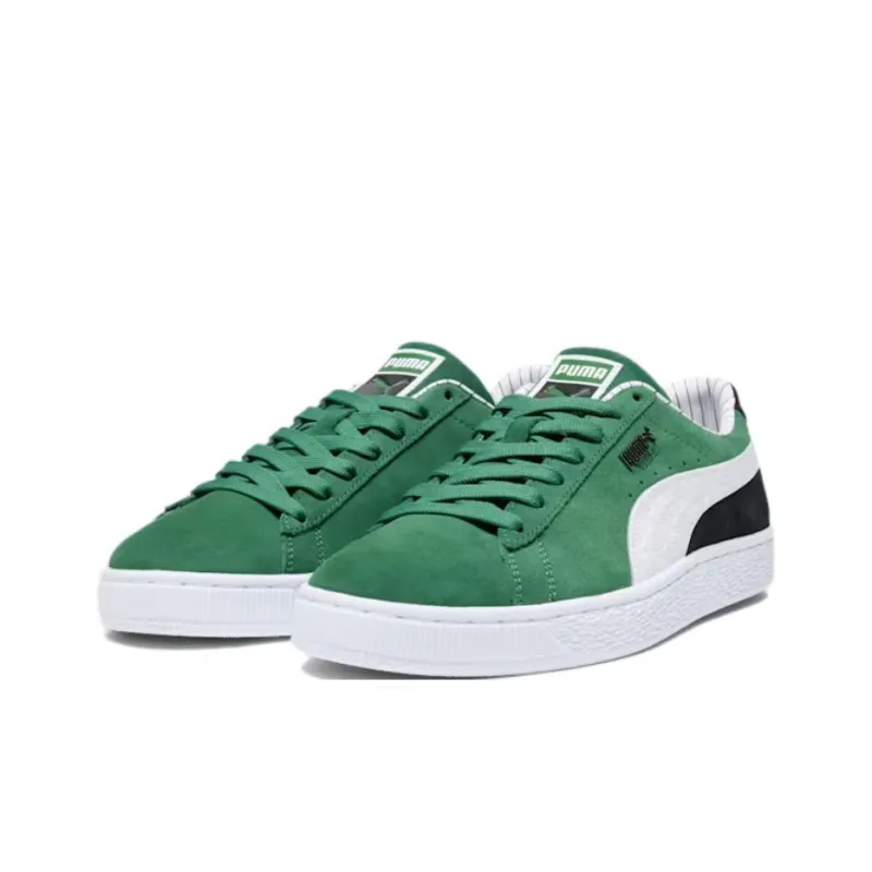 PUMA Suede Anti Slip Wear Resistant Low Top Casual Shoes Men's Green White Black-2