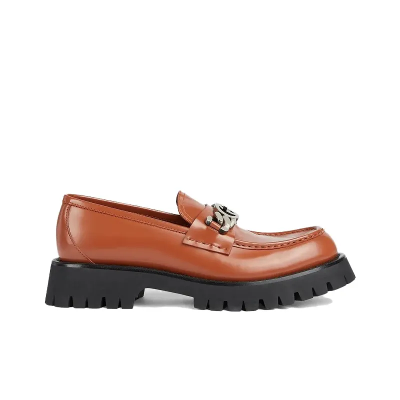 GUCCI Interlocking G Loafers Brown-1