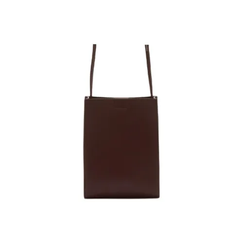 JIL SANDER Tangle Calfskin Shoulder Bag Crossbody Bag Small Size Men's Brown