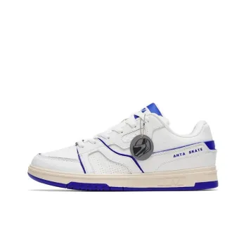 Anta AOYU Slip Resistant Cushioning Wear Resistant Low Top Skateboard Shoes White Blue