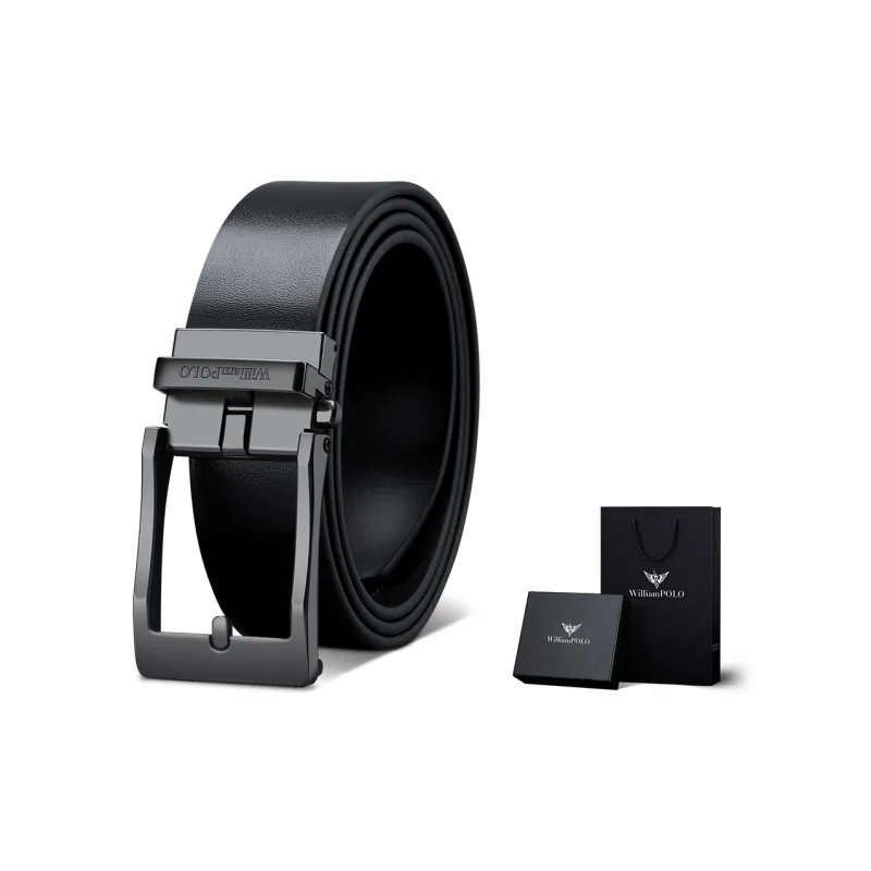 WilliamPOLO Cow Leather Belt Men's 3.5cm Width-3