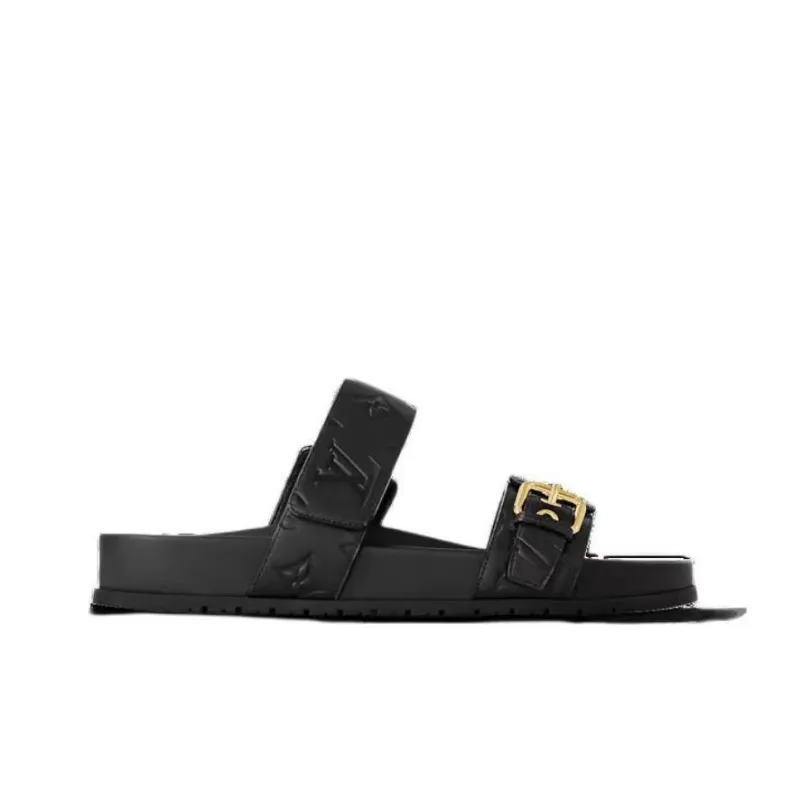 LOUIS VUITTON Bom Dia Other Slip-Resistant Slide Slippers Women's Black-1