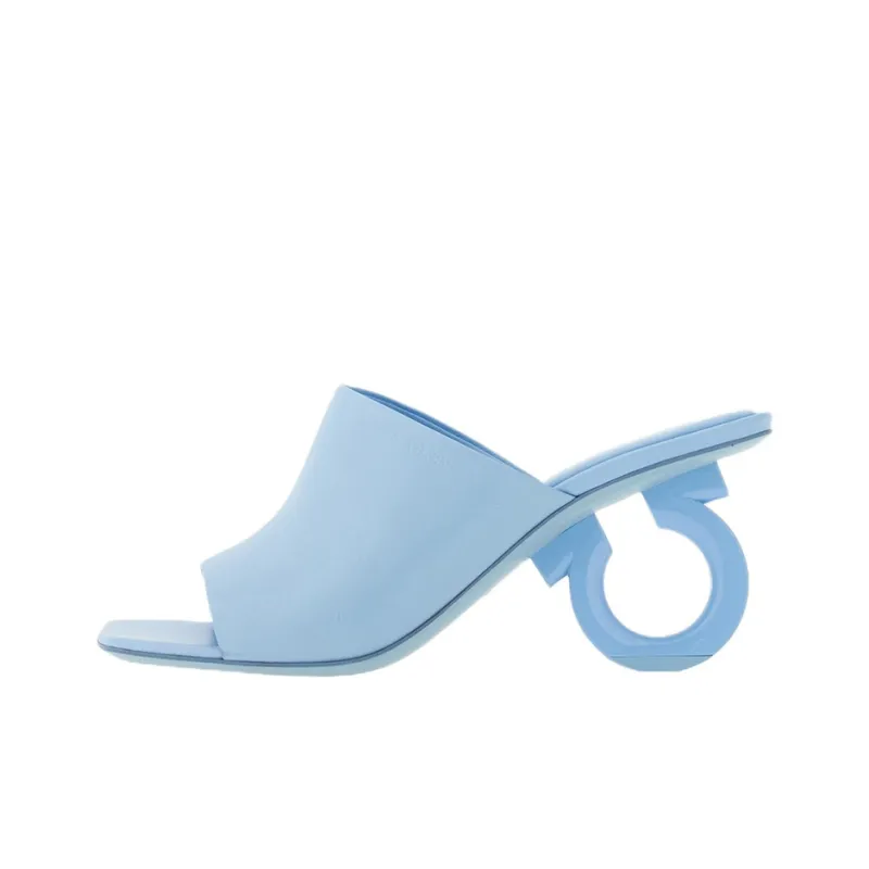 FERRAGAMO GANCINI Slide Slippers Women's Blue-0