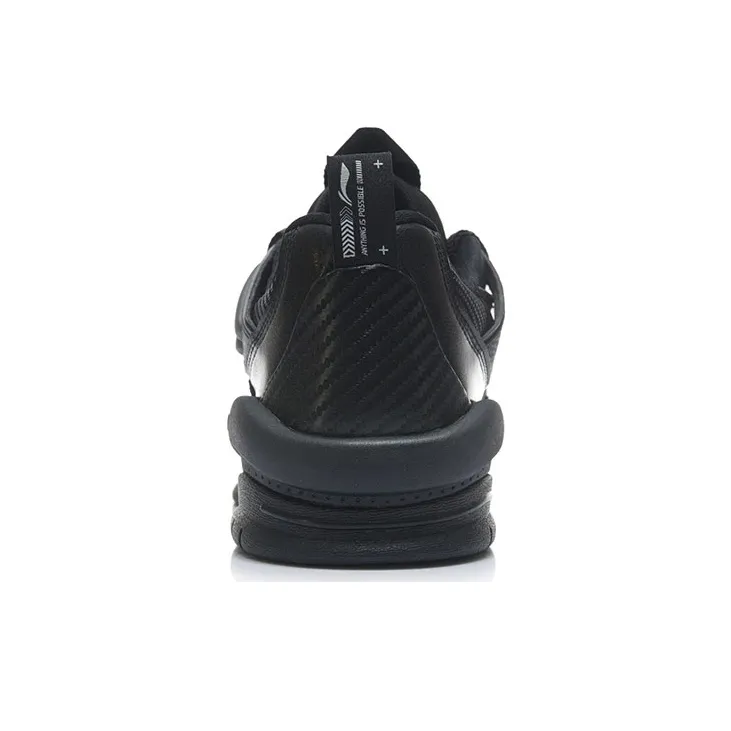 LiNing Wave Wrapping Anti Slip Shock Absorbing And Wear Resistant Low Top Skateboard Shoes Men's Black-3