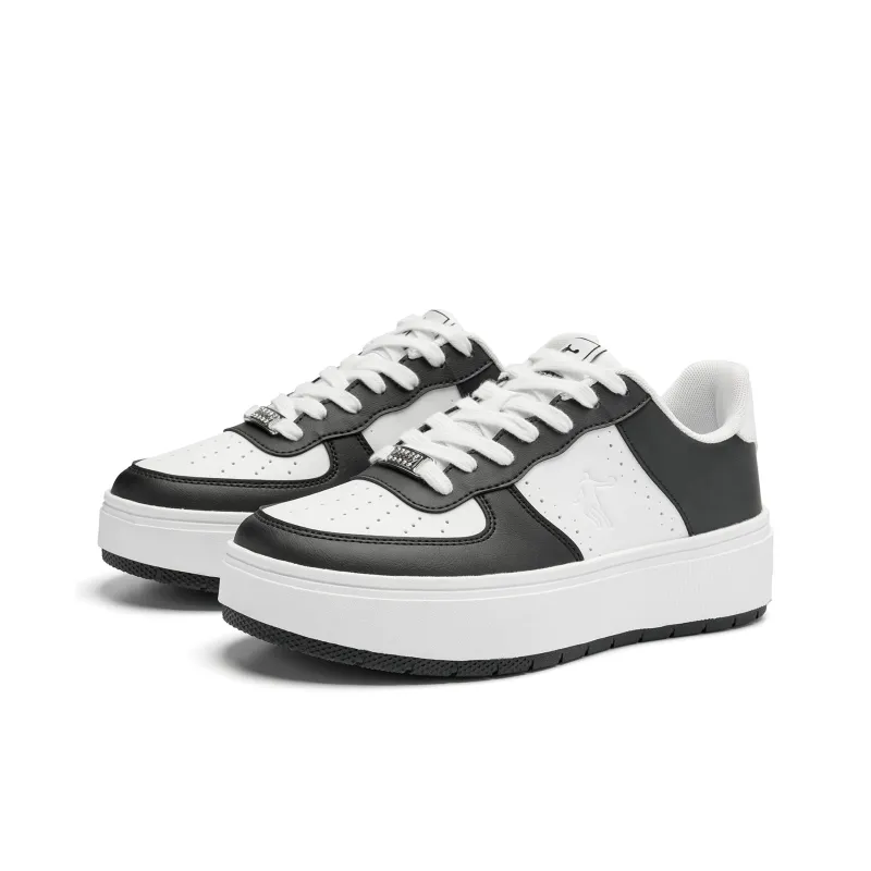 QIAODAN Five Centimeters Skateboard Shoes Women's Low Top Black/Jordan White-2
