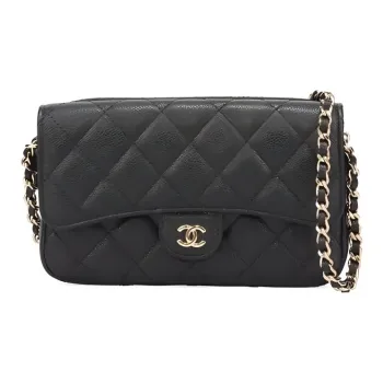 CHANEL Caviar Cow Leather Shoulder Bag, Crossbody Bag Women's Black