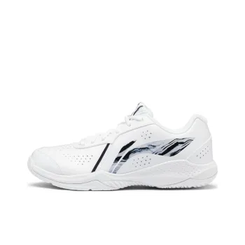 LiNing Anti Slip Wear Resistant Low Top Badminton Shoes Unisex White