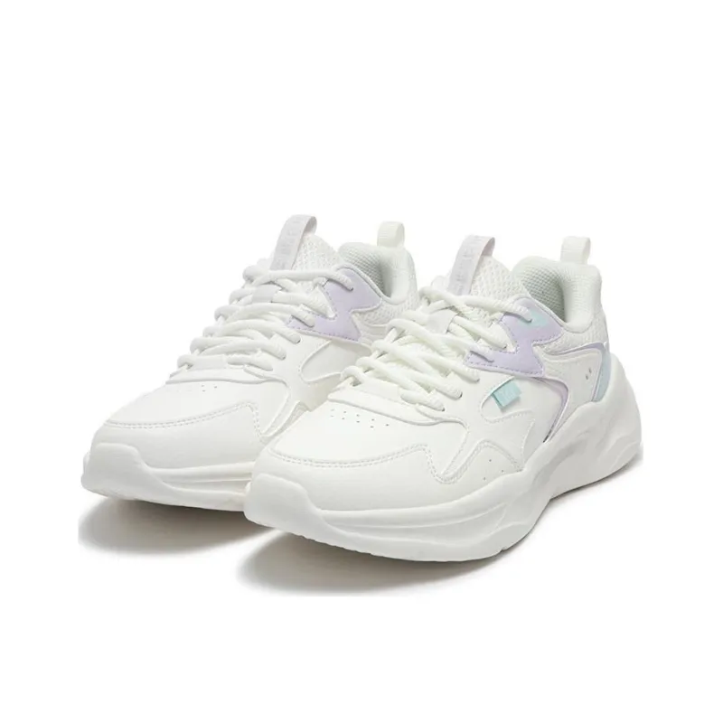 361° Abrasion Resistant Breathable Low Top Casual Shoes Women's White Purple-2