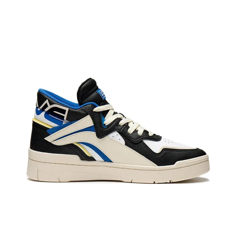LiNing Mid Prm Slip Resistant, Abrasion Resistant, Lightweight Mid Top Skateboard Shoes Men's Black Blue-1