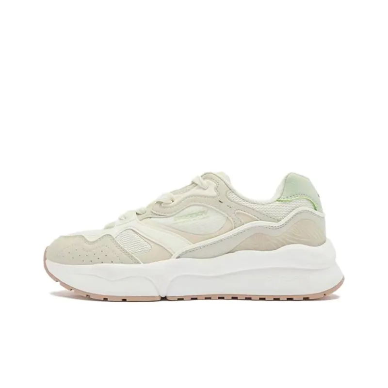 QIAODAN Anti Slip Wear Resistant Low Top Casual Shoes Women's Beige Green-0
