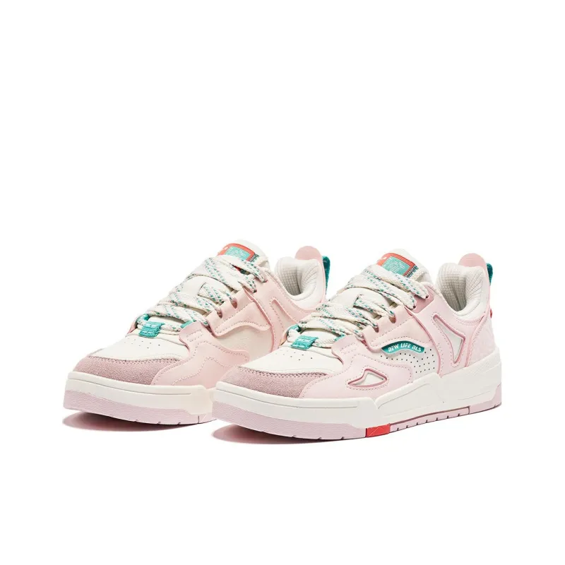 QIAODAN Inheritance 1.0 Abrasion Resistant Breathable Low Top Skateboard Shoes Women's Cloud Pink Ivory-2