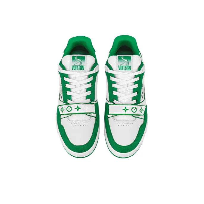 LOUIS VUITTON Trainer Low Top Stylish Skateboarding Shoes Unisex White Green-2