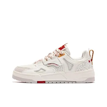 QIAODAN Enablement 2.0 Durable Breathable Low Top Skateboard Shoes Women's Ivory Tomato Red