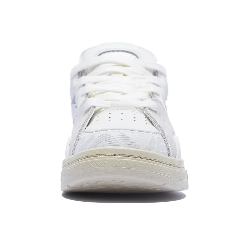 LiNing Wave Golden Anti Slip Wear Resistant Low Top Skateboard Shoes Women's White-4