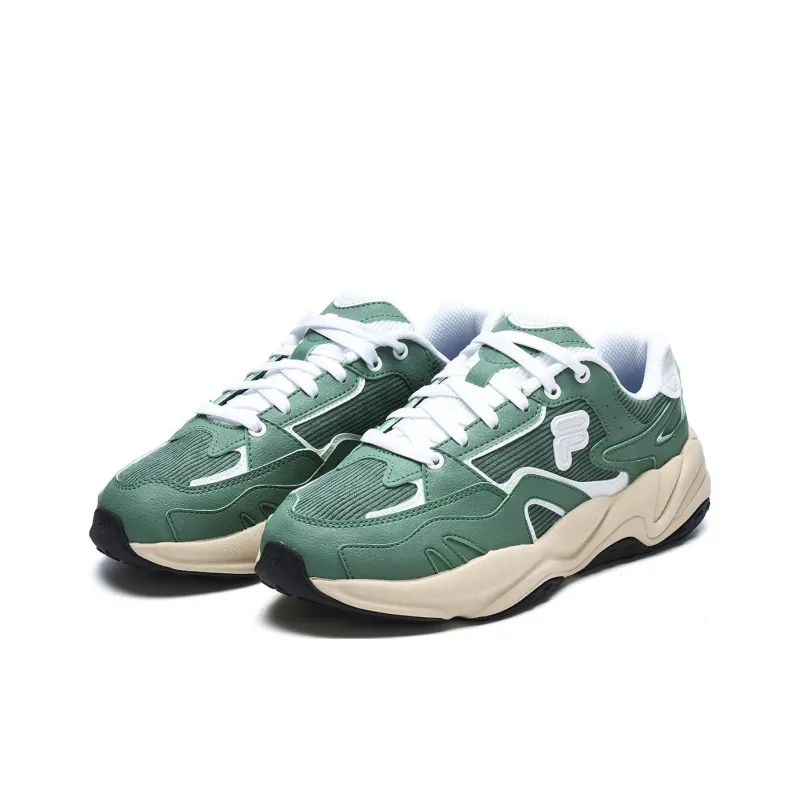 FILA FUSION Flash Anti Slip Wear Resistant Low Top Running Shoes Women's Green White-2