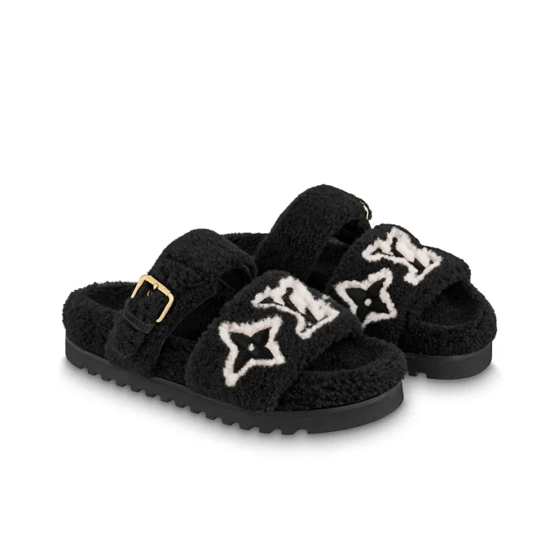 LOUIS VUITTON Paseo Comfort Odor Resistant Slide Slippers Women's Black-2
