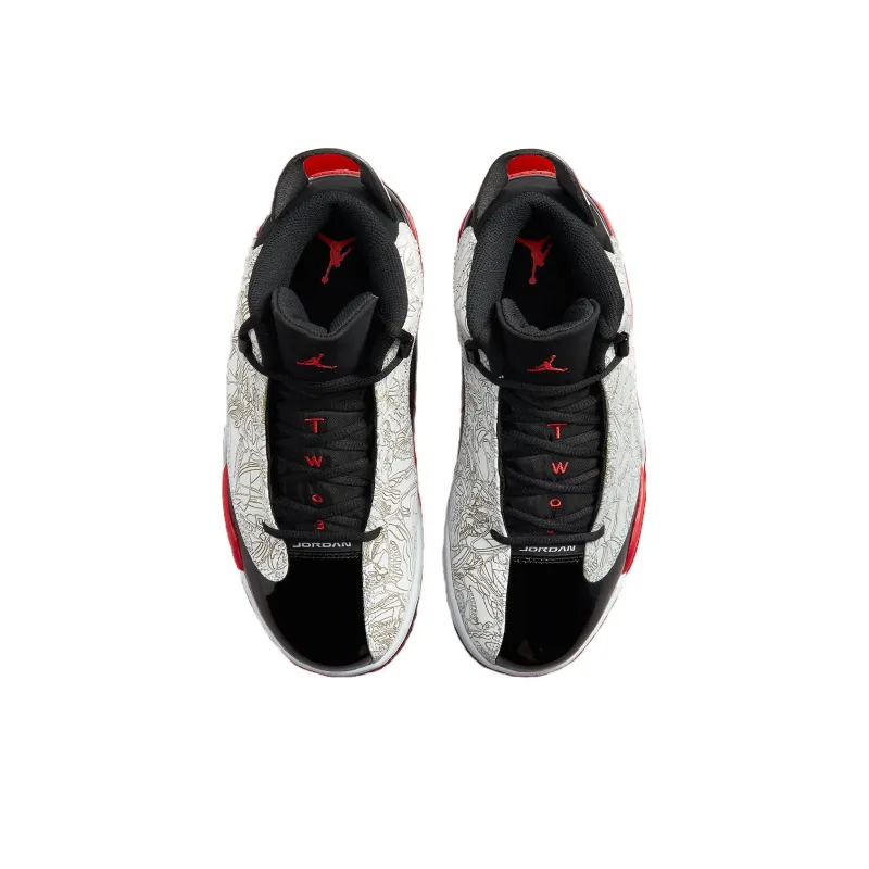 Jordan Dub Zero Cushioning Anti-Slip And Wear-Resistant Mid-Top Vintage Basketball Shoes Men's White Black Red-3