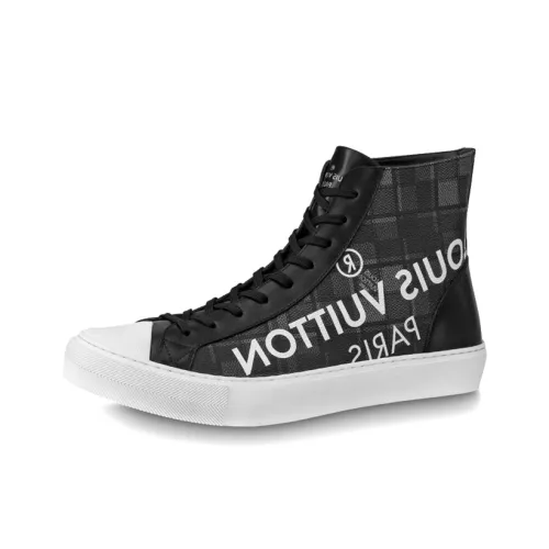 LOUIS VUITTON Tattoo Skateboard Shoes Unisex High-Top Black/White