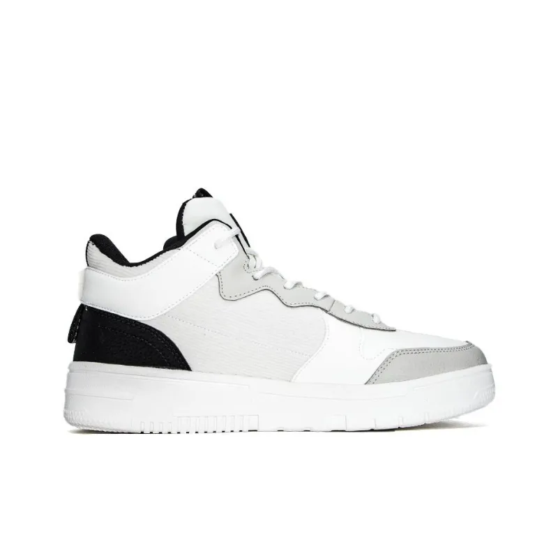 XTEP Alfalfa White Breathable Quick Dry High Top Skateboard Shoes Men's White Gray Black-1