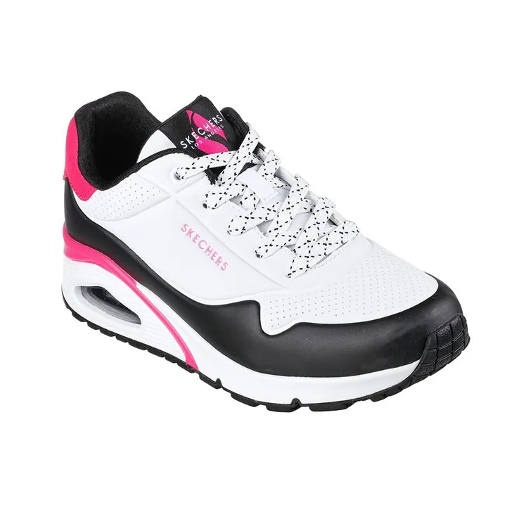 Skechers Uno Series Casual Shoes Women's Low-Top White/Neon Pink/Black-2