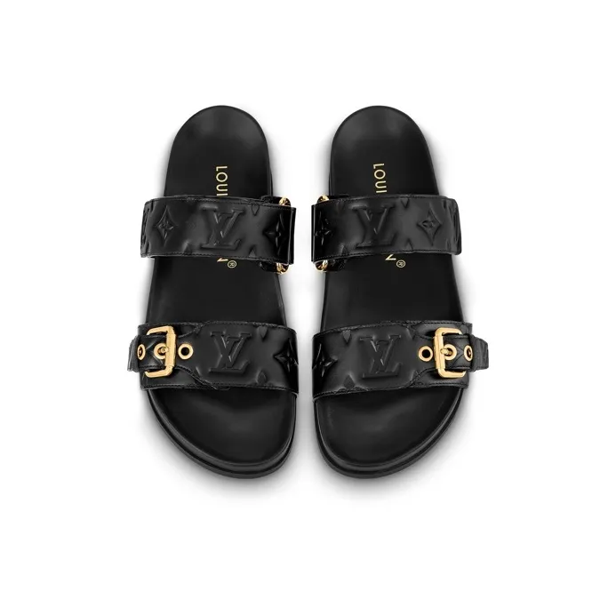 LOUIS VUITTON Bom Dia Other Slip-Resistant Slide Slippers Women's Black-3