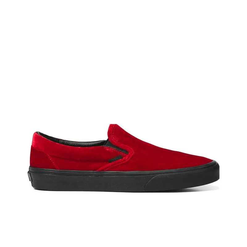 Vans Slip-on Classic Anti-Slip Wear-Resistant Low-Top Skateboard Shoes Unisex Red Black-1
