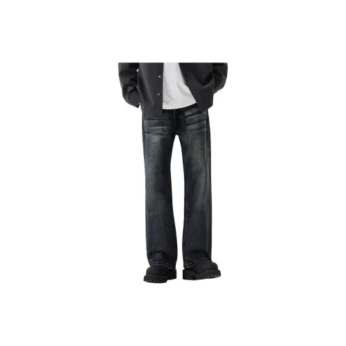 ALL IN Jeans Men Swallow Neck Blue