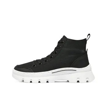 Skechers Roadies Anti Slip Wear Resistant Breathable Lightweight Cushioning High Top Canvas Shoes Women's Black
