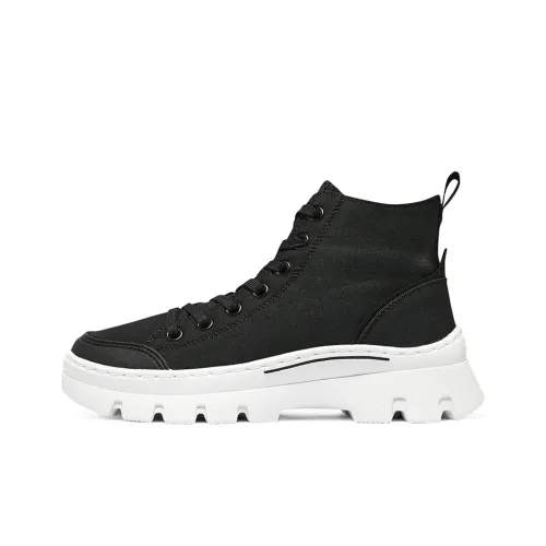 Skechers Roadies Anti Slip Wear Resistant Breathable Lightweight Cushioning High Top Canvas Shoes Women's Black