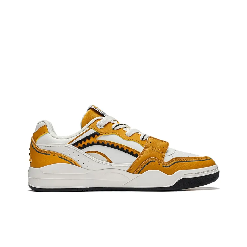 LiNing Moon White Dream Durable Breathable Lightweight Low Top Skateboard Shoes Unisex Orange White-1